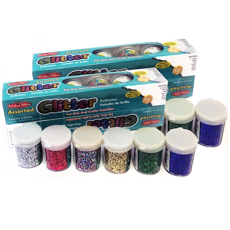 Charles Leonard Creative Arts Glitter, Assorted Colors, .75 oz. Shakers, PK24 41012